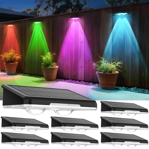 APILAB Solar Fence Lights Outdoor 8 Pack