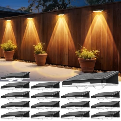 APILAB Solar Fence Lights Outdoor 16 Pack
