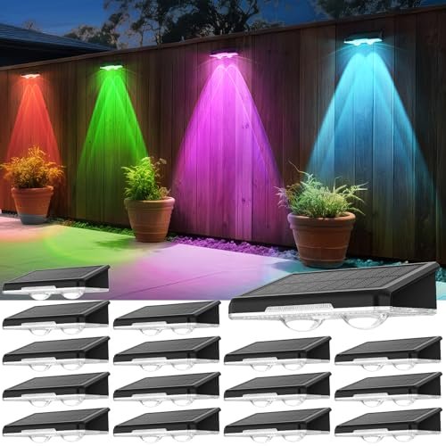 APILAB Solar Fence Lights Outdoor 16 Pack
